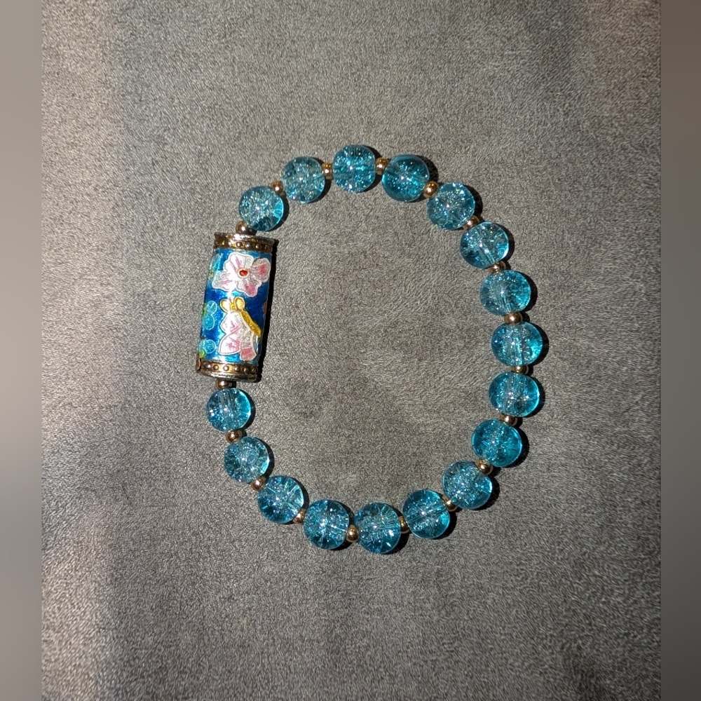 Cloisonne And Glass Bracelet - Picture 7 of 8
